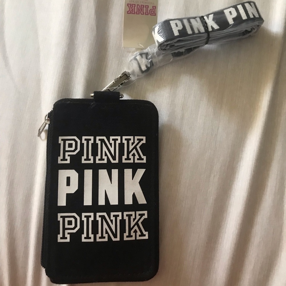 NWT PINK VS CARD AND MONEY HOLDER LANYARD